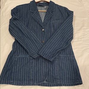 VTG Liz Claiborne Denim Pinstripe Suit Set. 100% Cotton. On Trend, Spring 2026.